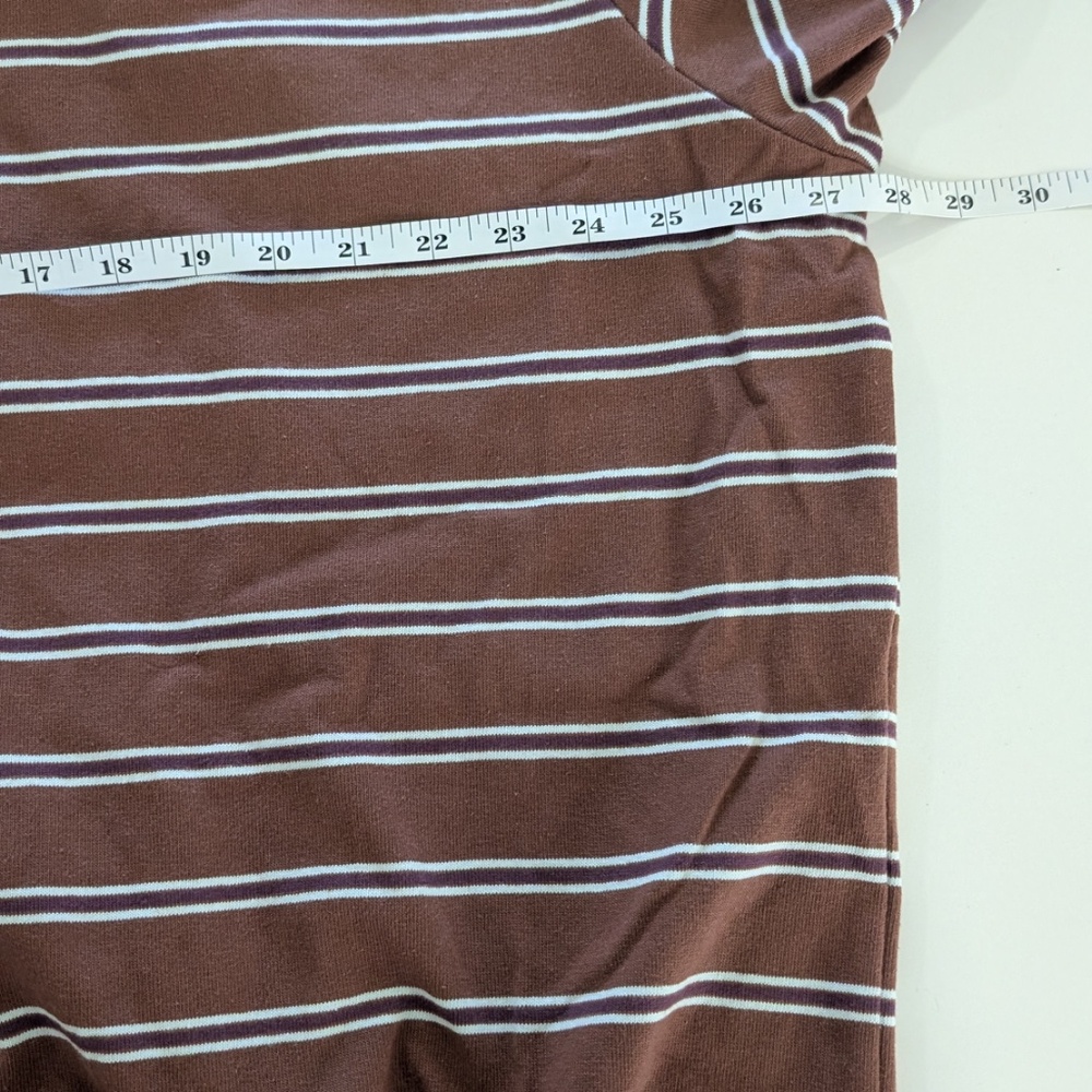 PARKE Striped Mockneck Pullover Women L/XL Mocha Brown Tonal Stripe Cotton NWT - Picture 9 of 13
